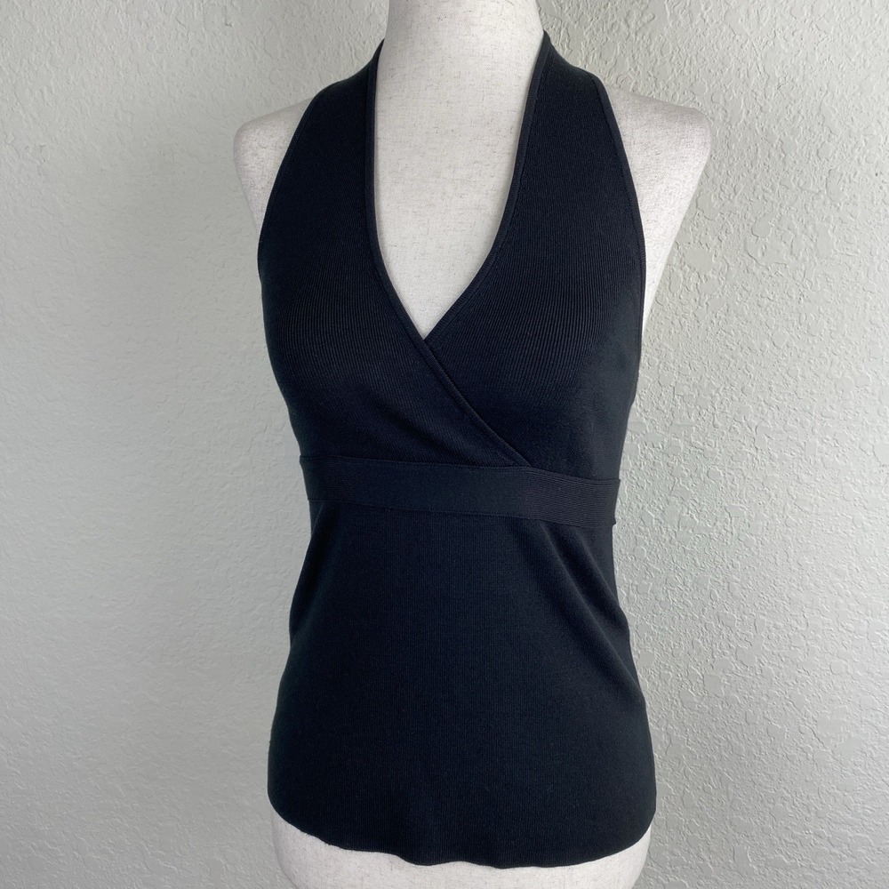 Y2K Loft M Silk Halter Top Black Witchy Goth Fairy Grunge Festival Babydoll Vtg